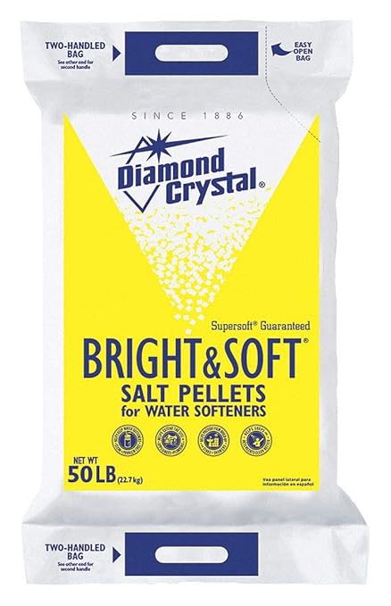 Diamond Crystal 50 lb. Water Softener Salt, Bright & Soft Series, Pellets, 99.8% Purity (Оne Расk)