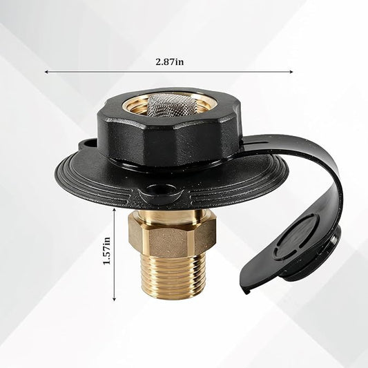 RV City Water Inlet with Check Valve, 3/4'' NH Female to 1/2" NPT Male Brass Motorhome Water Fill Inlet Connection, Camper Liquid Hose Connector, Universal for Trailer Camper RV (Black)