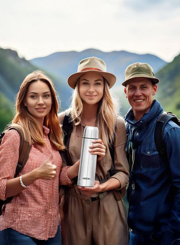 Milton Flask 25 oz Insulated Water Bottle with Cover, Flip Lid, Thermosteel | Stainless Steel, Double Wall Vacuum Insulation, Keeps Drinks Hot & Cold up to 24 Hours, Leak Proof, Silver