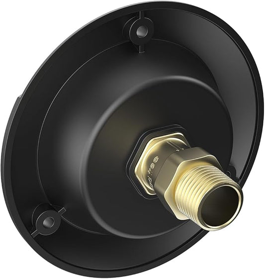 Veepeak RV City Water Inlet with Check Valve, 3/4'' NH to 1/2'' NPT Male Thread Water Connection Fitting, Black 4-5/8'' Flange with Dust Plug for Camper Motorhome Trailer Marine Freshwater Fill