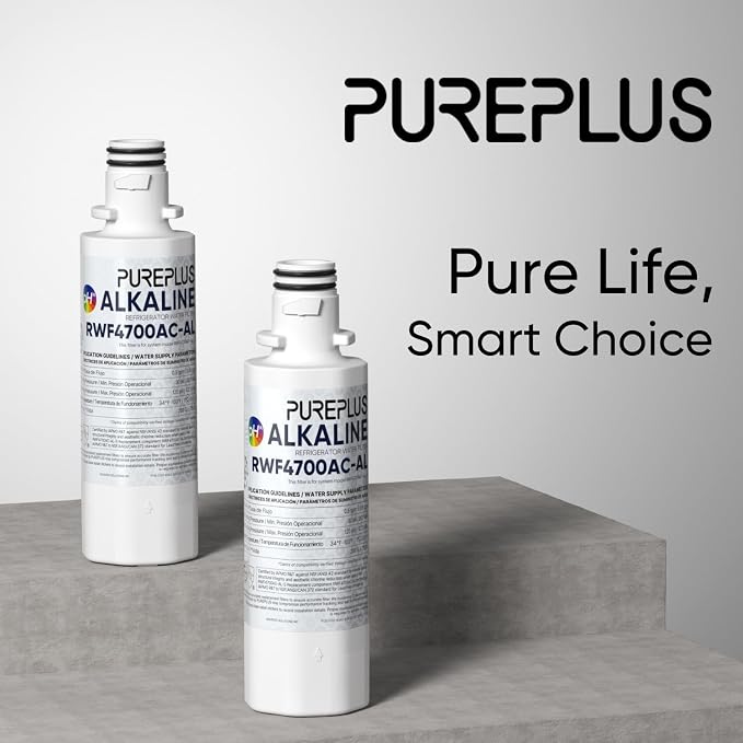 PUREPLUS Alkaline ADQ747935 Replacement for LG LT1000P LT1000 Kenmore Elite 9980 LT1000PC, MDJ64844601 ADQ74793501, LMXS28626S, LFXS26973S, LT120F Refrigerator Water and Air Filter,3Pack