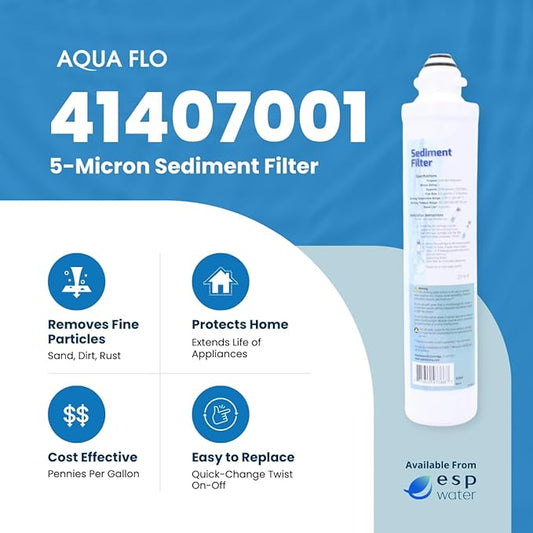 Aqua Flo 41407001 Sediment Filter – Quick Change Pre-Filter for Aqua Flo Platinum QCRO 4-Stage RO Systems – 5 Micron, High-Performance Cartridge, Easy Twist-Lock Install