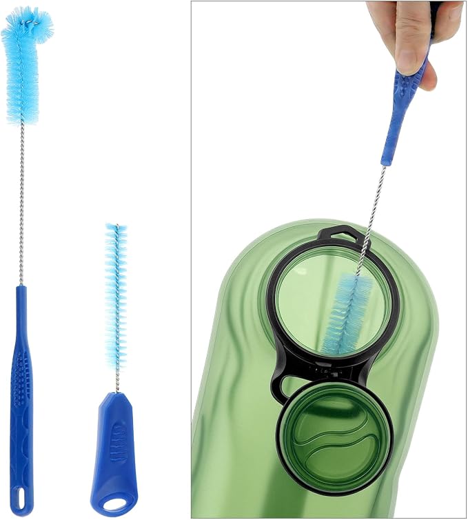QWORK 4-Piece Hydration Bladder Cleaning Kit - Complete Backpack Reservoir Accessories Set with Brushes, Collapsible Drying Frame & Carrying Pouch
