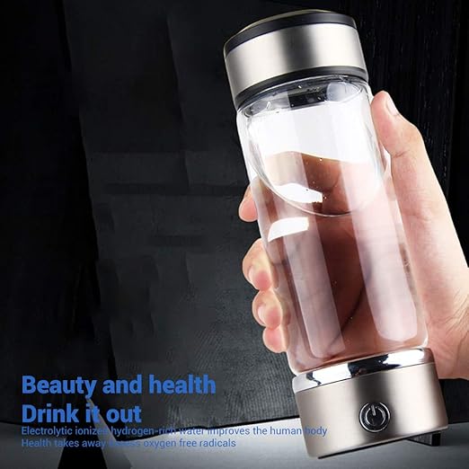 Rich Hydrogen Cup, Rechargeable Water Ionizer Portable Glass Bottles with Alkaline Energy 3 Minutes Micro Electrolysis Hydrogen Production