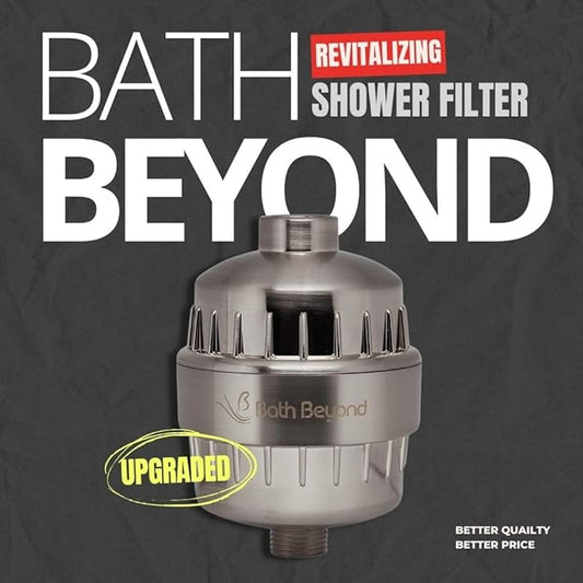 Bath Beyond Shower Filter Vitamin C 15 Stage High Output Water Filter With cartridge for Hard Water - Shower Head Filter Removes Chlorine Fluoride and Improves The Condition of Your Skin, Hair