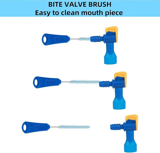 4PCS Hydration Bladder Cleaning Kit, Water Bladders Cleaner Set with Flexible Long Brush for Hose, Small Bite Valve Brush, Big Brush, Drying Collapsible Bladder Frame, Carrying Pouch