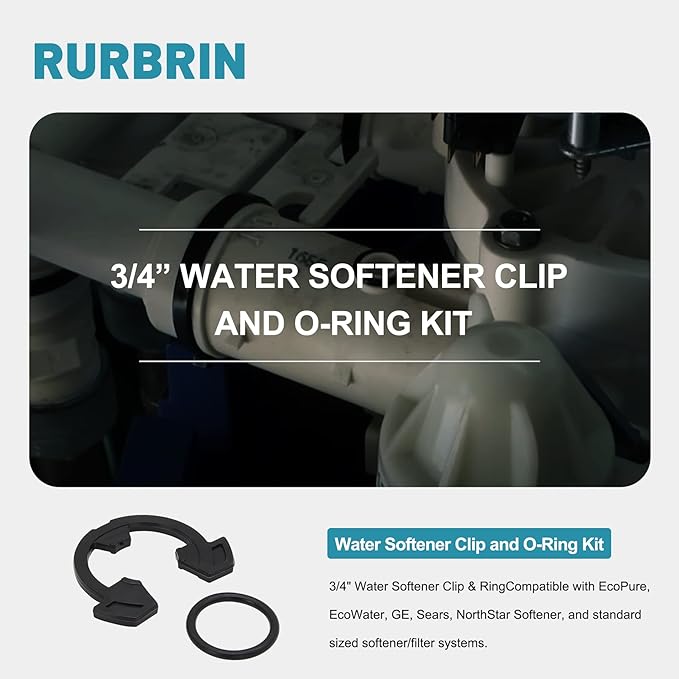 (4+4PCS) 3/4" Water Softener Clip and O-Ring Kit Compatible with GE Kenmore Eco Pure Eco Water Softener, Replace Parts for 7116713 and 7170288