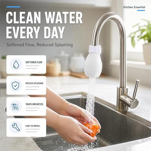100PCS High Density Faucet Filter, Faucet Splash-Proof Cotton Bag Set, Universal Anti-Splash Water Filter with Sediment Barrier Layer, Fine Fiber Mesh, for All Types of Faucets