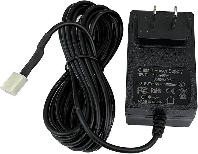 Water Softener Power Supply Transformer, 15V DC Adapter, Compatible with V3186-06 Valves Fits for Water Softener Valves Produced in 2017 or Later Power Supply Cord