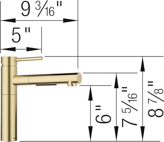 Blanco 527561 Alta II Low Arc Pull-Out Kitchen Faucet - 1.5 GPM - Satin Gold