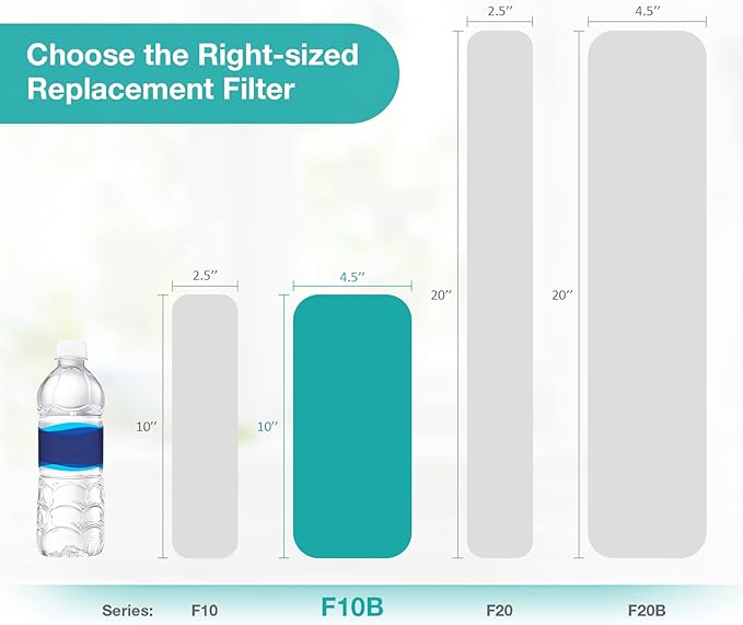 SimPure Whole House Water Filter Cartridges 5 Micron 10" x 4.5" CTO+GAC/KDF 2-Stage Carbon and Heavy Metal Filter Set, for DB10C-2KDF, DB10P, WGB21B-KS, FC15B, FG15B-KS, 1 Set