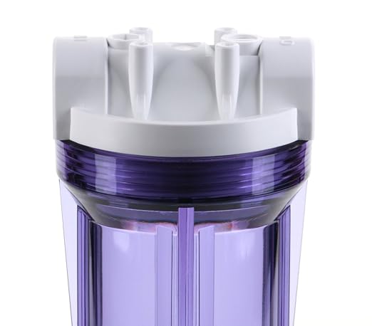 Hydronix HF3-10CLWH14, 10" Clear Housing with White Rib Cap For RO & Filtration Systems, 1/4" Ports
