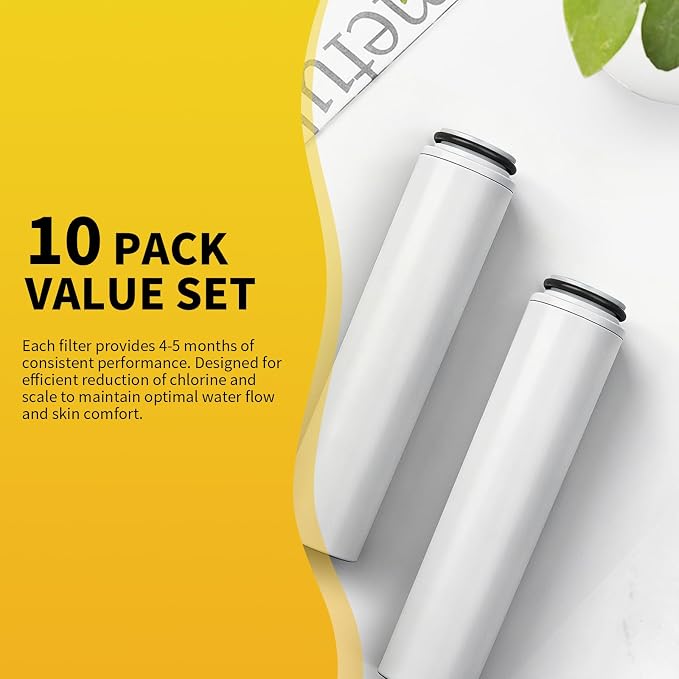 10-Pack Filter Cartridges Compatible with Cobbe Handheld Showerheads | White cartridge-only set for routine showerhead filter replacement and maintenance; shower head not included