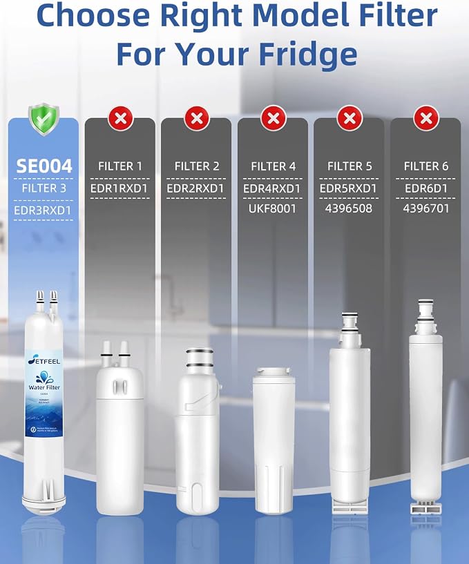 Edr3rxd1 Water Filter Replacement For Everydrop Filter 3, 4396841, Compatible With Whirlpool Ice and Water Fridge Filter 3, whr3rxd1, kad3rxd1, 9083, 9030, 460-9083, WD-F08, SE004, 3 Pack SETFEEL