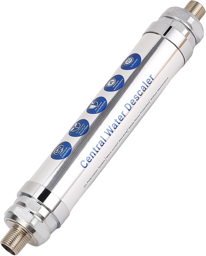 No Salt Water Softener, Stainless Steel Magnetic Water Descaler System with Limescale Prevention, Ideal for Whole House Pipes, Heaters & Appliances (Stainless steel)