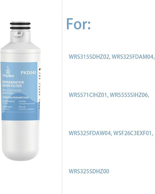 Water filter for WRS315SDHZ02, WRS325FDAM04, WRS571CIHZ01, WRS555SIHZ06, WRS325FDAW04, WSF26C3EXF01, WRS325SDHZ00 Replacement-3PK