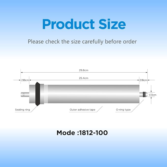 100 GPD RO Membrane Filter Replacement, 12" x 2.0" Reverse Osmosis Water Filter Membranes Replacement for Home Drinking Under Sink RO Water Filtration System, 2-Pack