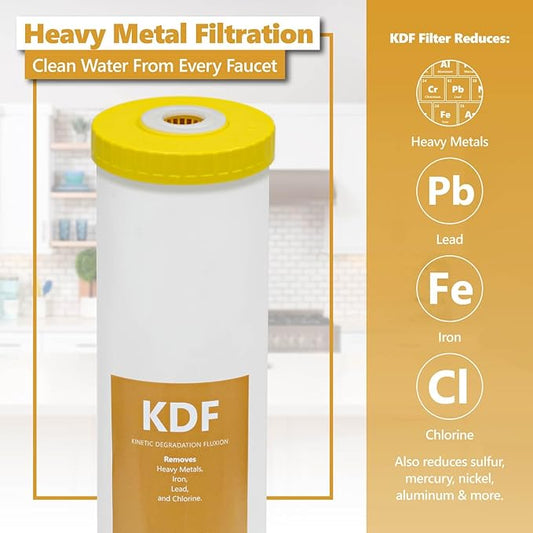 Express Water Whole House Water Filter Set for Heavy Metals – 3 Stage Water Filtration Replacement Kit – Sediment, Carbon Block, KDF High Capacity Cartridges – 5 Micron Water Filter 4.5 x 20 inch