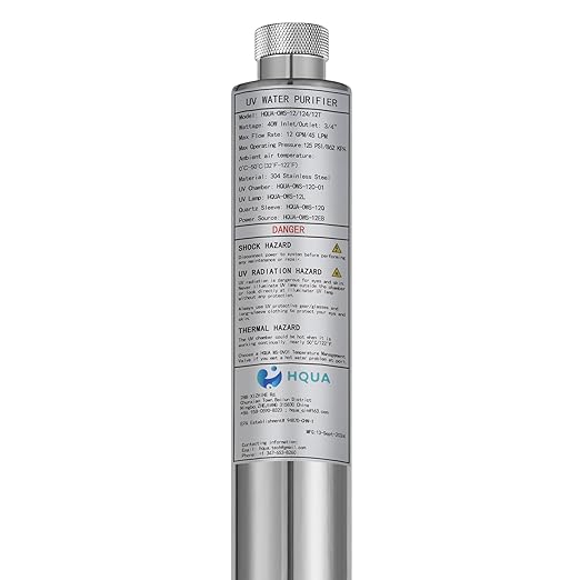 HQUA-OWS-124 UV Water Purifier for Whole House, 12GPM 110V 40W Model + 2 Extra Lamp + 1 Extra Ballast + 1 Extra Quartz Sleeve