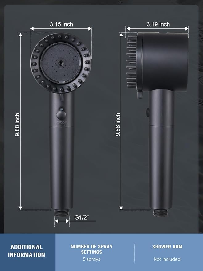 Cobbe Filtered Shower Head with Handheld, High Pressure 5 Spray Mode Showerhead with Filters, Built-in Power Wash for Hard Water - Remove Chlorine - Reduces Dry Itchy Skin, Black