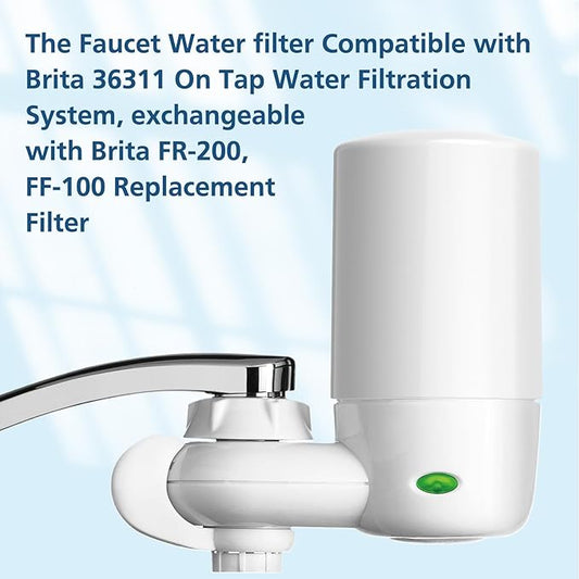 2-pack Faucets Filter Cartridge Replacement, Compatible with Brita® Faucet Water Filtration System, Brita® 36311, 36313, FR-200, FF-100