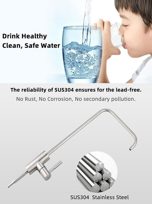 Drinking Water Faucet,Lead-Free Water Filter Faucet,Easy to Install Reverse Osmosis Faucets for Kitchen Bar Sink,Brushed Nickel SUS304 Stainless Steel