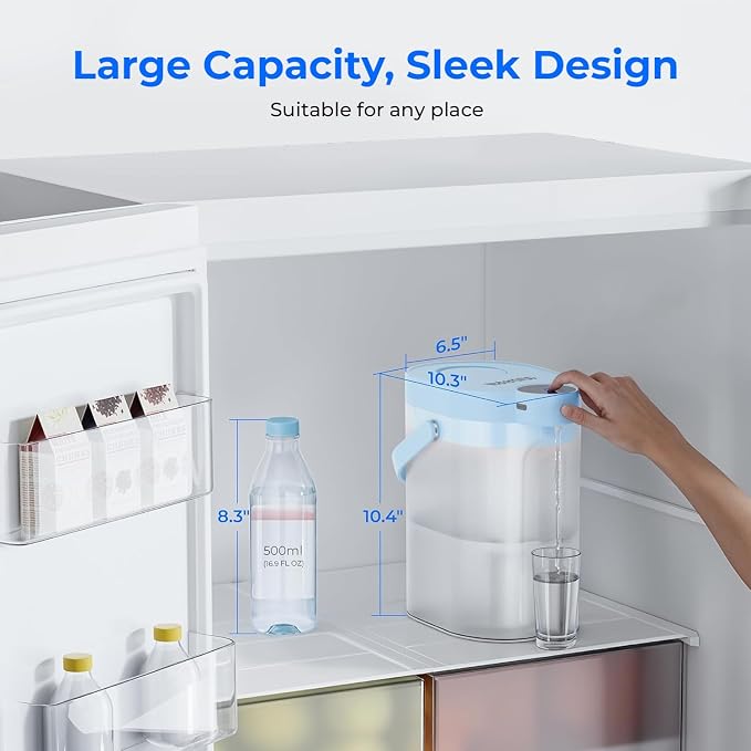 Waterdrop ED06B Electric Insant Water Filter Pitcher, 17-Cup Capacity, Blue | FreshTaste Rechargeable Pitcher, Countertop Purifier, Reduce Chlorine, Lead, Copper, Purify, Soften Water, Does not Lower TDS