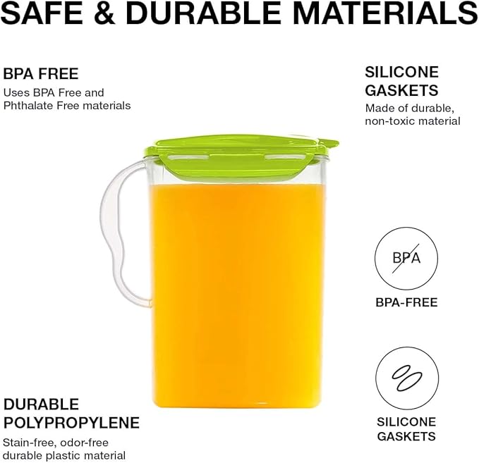 LocknLock Aqua Fridge Door Water Jug | Clear Pitcher | BPA Free Plastic Pitcher with Lid | 3 Quart Pitcher with Lid for Water, Juice, Tea & More Beverages, Green