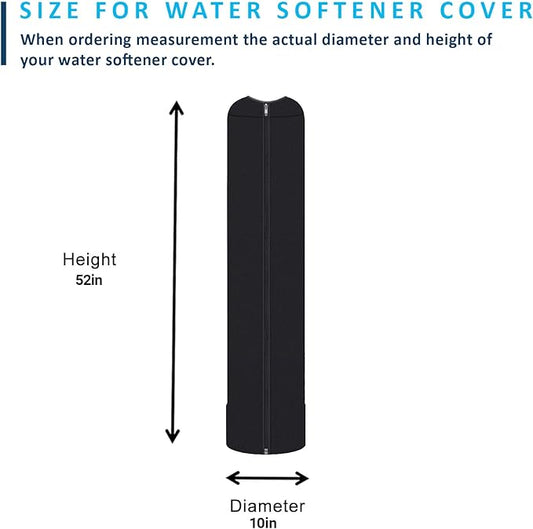Water Softener Tank Jacket 10x52 Inch – 4mm Insulated Neoprene Cover to Prevent Sweating, Outdoor Water Softener Protector for Basement or Garage, Heavy-Duty Zippered Slip-On Design