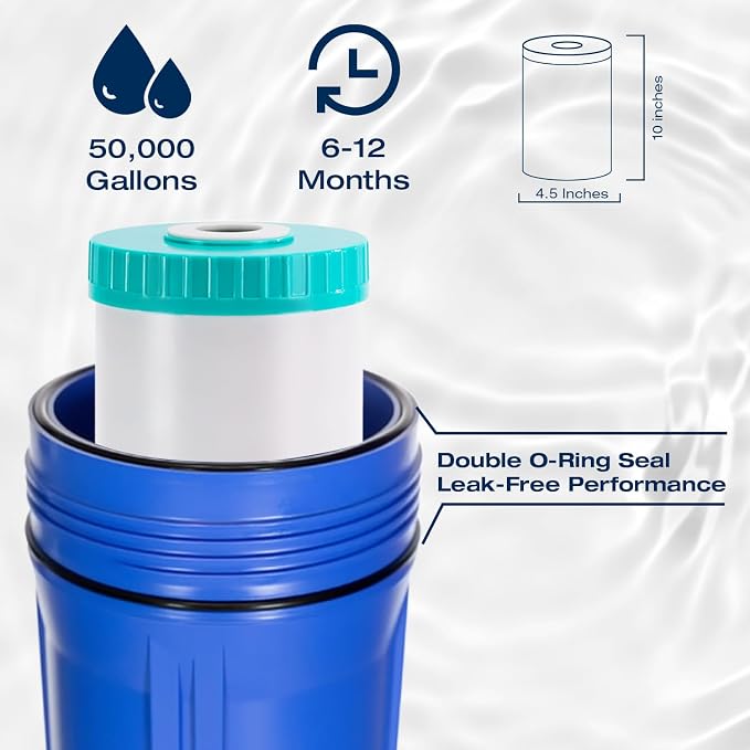 H&G lifestyles Whole House Iron Filter for Well Water,Inline Water Filter for Garden Hose,Reduce Heavy Metal Chlorine, Soften Water,Iron Water Filter and Softener System,50,000Gallons
