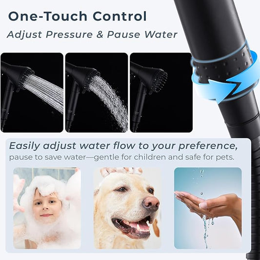 Ryamen 2026 Magnetic Filtered Shower Head with Handheld– High Pressure Showerhead with Power Wash Mode, Chlorine Removal, Massage Brush, Pressure Adjustable, One-Touch Pause (Matte Black)