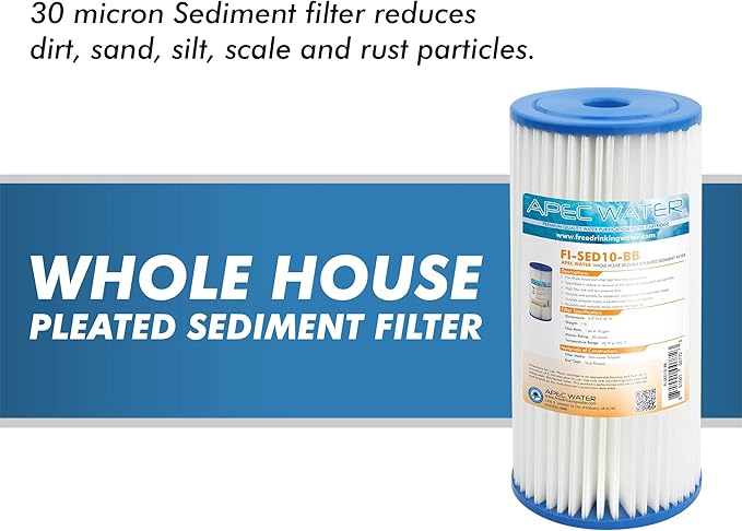 APEC Water Systems FI-SED10-BB 10" Whole House Sediment Replacement Filter Reusable and Pleated