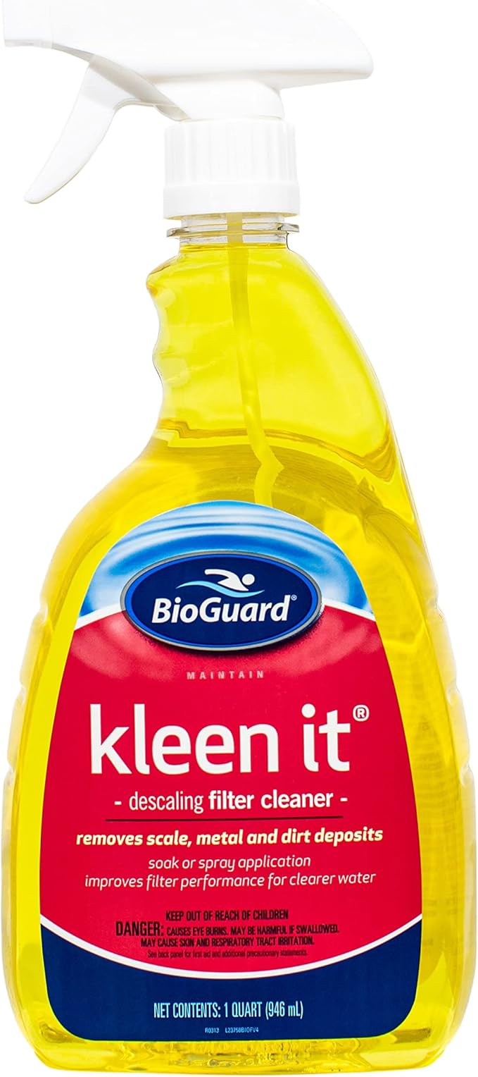 BioGuard Kleen It Filter Cleaner, 1 Quart, Descaling Formula for Improved Filter Performance and Clearer Water