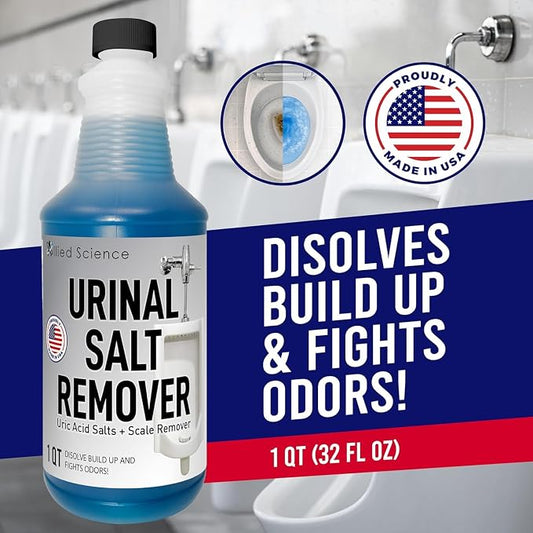Allied Science Urinal Salt, Calcium and Mineral Scale Remover - Eliminates Urine Odor, Destroys Uric Acid Salt, Deposit Buildup