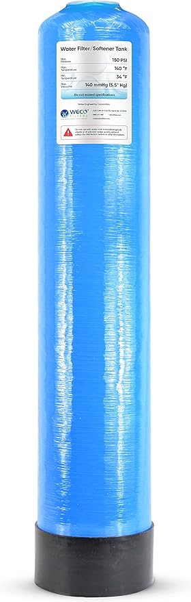 WECO Mineral Tank for Water Softener/Filter - Polyethylene Inner Shell Pressure Vessel with 2.5" Top Opening - 150 PSI Max Pressure - 120 °F Max Temperature - 9x48, BLUE