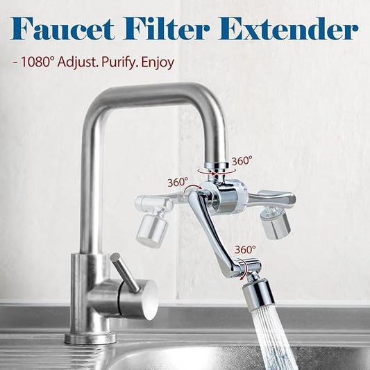 Sink Water-Filter 1080-Rotating Faucet Extender - Kitchen Bathroom Swivel Faucet Aerator, Water Filter with Active Carbon for Water Purifier System & Skin Care, Kitchen Faucet Filter Tap Attachment
