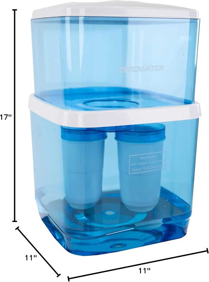 Avanti ZeroWater Refillable Filtered Water Cooler Bottle Kit Top Loading Water Cooler Water Dispenser with Ionic Filtration System, Includes TDS Meter, Blue