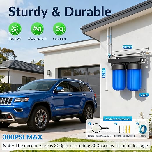 Spotless Water System for Car Wash with Bypass Switch, Deionized Water System for Car Wash with Resin, Spot Free Water Deionizer for Car Washing, Works for Vehicles, RV, Boats, Motorcycles