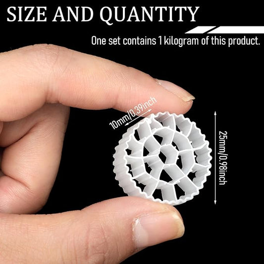 K3, Aquarium Filter Media 1 KG Moving Bed Biofilm Reactor Plastic Replacement Biological Material Remover for Aquaponics Aquaculture Hydroponics Ponds Aquariums,1 kg