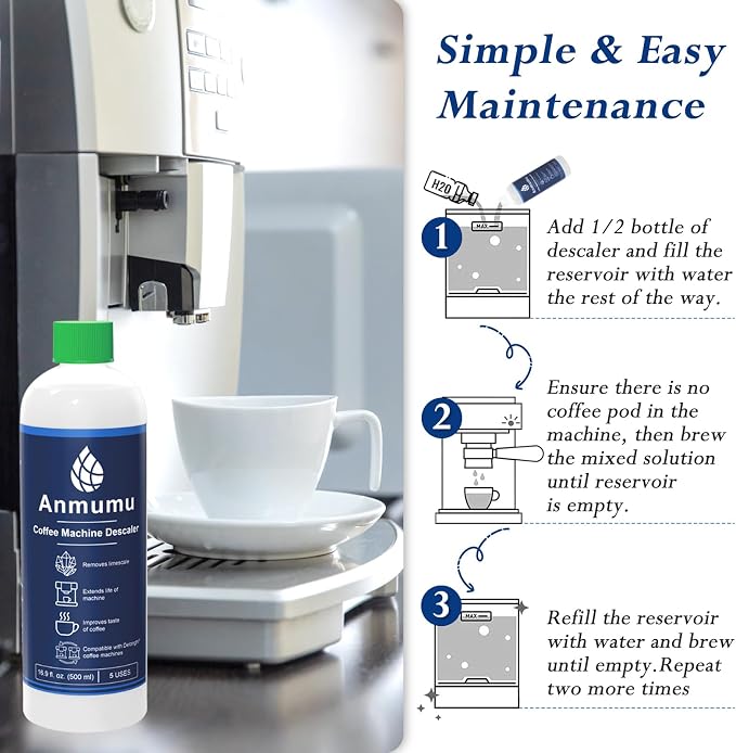 Anmumu Delonghi* Descaler EcoDecalk Cleaner for All Delonghi* Machines|delonghi* Descaling Solution 5 Uses(500 ML Pack)