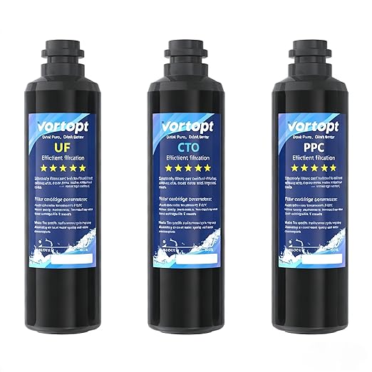 Vortopt F03 Under Sink Water Filter,CTO/PP/UF(3 Pcs Filter) Cartridges for Kitchen Drinking,Cooking Water Purification.