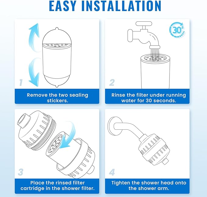 20-Stage Replacement Filter for Ryamen Shower Filter, Remove Heavy Metals, Chlorine & More – High Output, Enhanced Filtration for Healthier Skin and Hair, 3-Pack