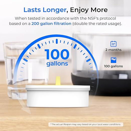 Waterdrop PT-09BL 10-Cup Large Glass Water Filter Pitcher, Eco-Friendly | NSF/ANSI 53, 42 & 372 Certified Filter, Reduces PFOA/PFOS, Chlorine, Cadmium, Copper & Mercury, BPA-Free, Black