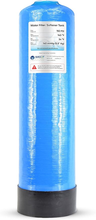 WECO Mineral Tank for Water Softener/Filter - Polyethylene Inner Shell Pressure Vessel with 2.5" Top Opening - 150 PSI Max Pressure - 120 °F Max Temperature - 10x35, BLUE