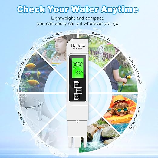 Water Testing Kits for Drinking Water- 4 in 1 TDS Meter TDS EC & Temperature(°C,°F) Meter,Accurate & Reliable Digital Tap, Well, Swimming Pool,Hydroponics, Aquarium, RO/DI System
