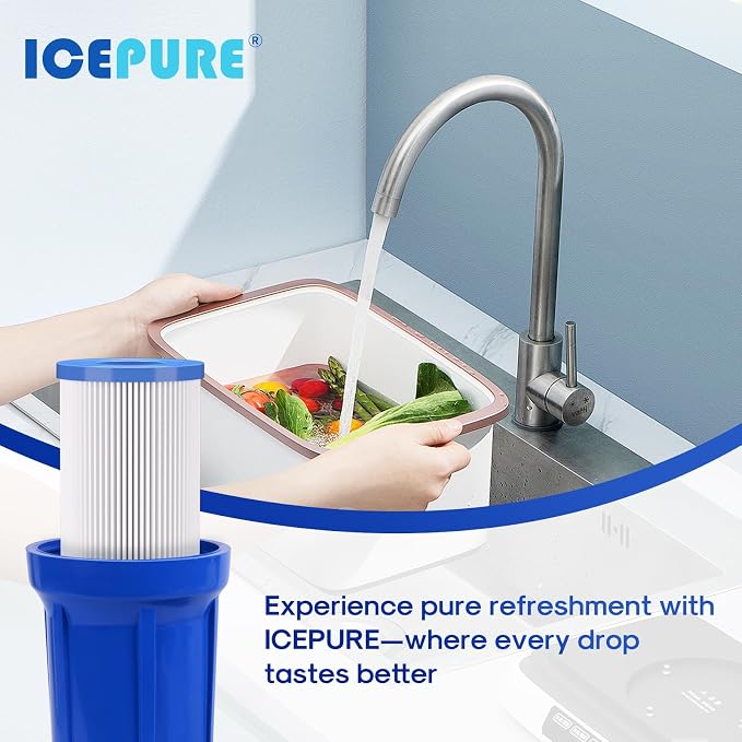 ICEPURE 10 Micron 2.5" x 20" Whole House Pleated Sediment Water Filter Cartridge for Well Water, Replacement for ECP20-20, SPC-25-2020, ECP1-20, ECP5-20, SPC-25-2005, SPC-25-2001, 6PACK