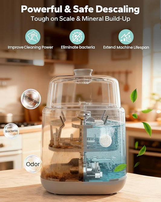 Descaling Tablets for Baby Bottle Washer, Compatible with Baby Brezza, Momcozy, Papablic Bottle Washer, Warmer, Sterilizer & Formula Maker (18 Count)