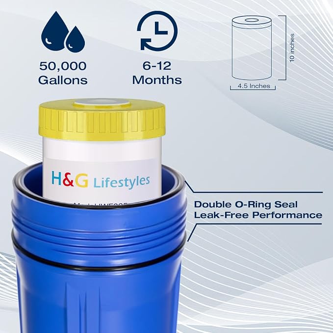 H&G Lifestyles RV Water Filter System for Camper,Inline Water Hose Filter for RV Drinking Water,KDF Carbon Filter,Garden Hose Water Filter with KDF Granular Activated Carbon, Up to 50,000 Gallons