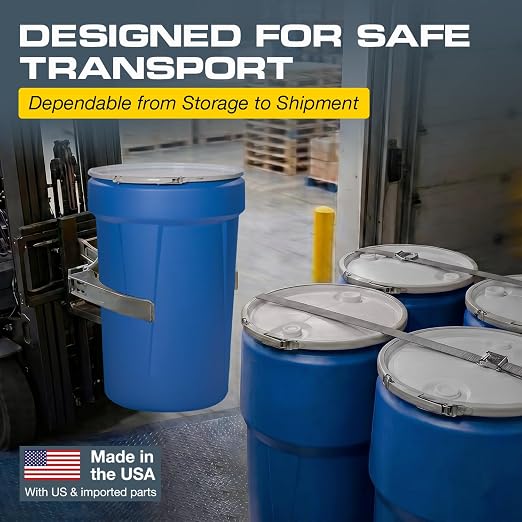Eagle Plastic Drum, 55 Gallon Drum, DOT Compliant, Made in USA, Blue | High-Density-Polyethylene Construction, Open Head Lab Pack Drum, Metal Lever-Lock Lid, Hazardous Material Storage, Transport