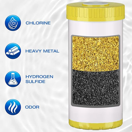 H&G Lifestyles 10" x 4.5" Whole House KDF and Carbon Water Filter, Reduce Chlorine Heavy Metal Improve Water Taste,Compatible with 84637, WPX5BB97P, PC10, 355214-45, 355215-45, WP10BB97P, WP5BB97P